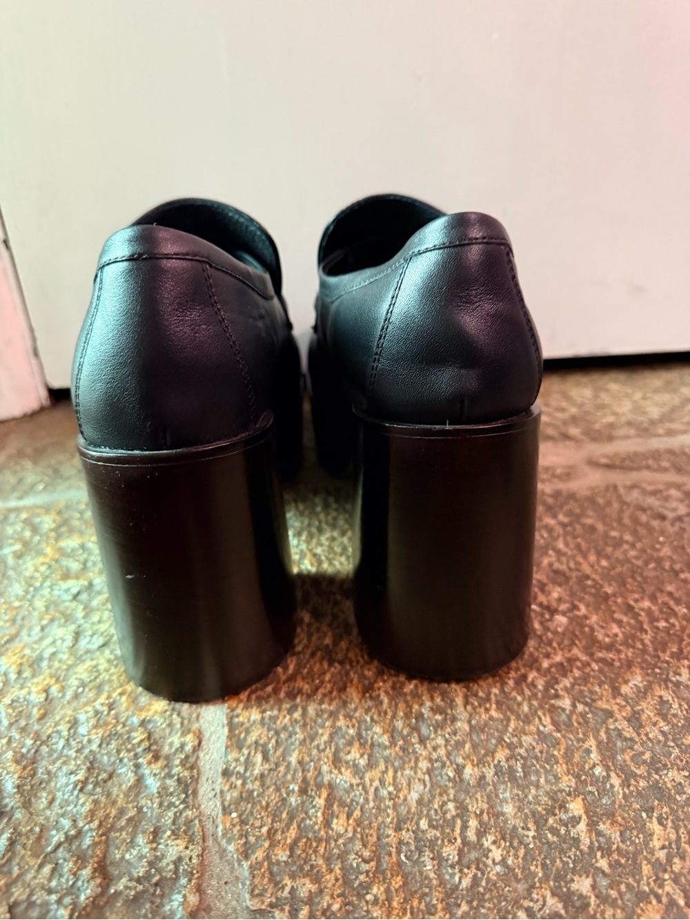 Jeffrey Campbell Black Leather Platform Loafers with Gold Bit - Picture 6 of 9